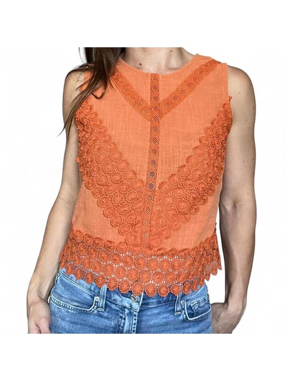 Self Love Orange Lace Top